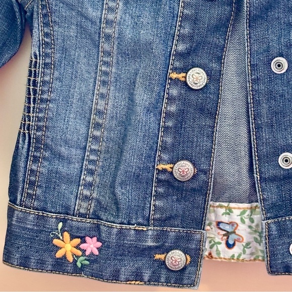 GAP Kids| Cute Toddler-Infant Blue Jean Denim Jacket w/Floral Embroidery Sz 18M - Picture 4 of 5